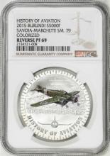 2015 Burundi 5000 Francs Aviation History Savoia-Marchetti Silver Coin NGC Rev. PF69