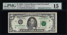 1988A $5 Federal Reserve Note Mismatched Serial Number Error Fr.1980-D PMG Ch. Fine 15