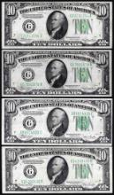 Lot of (4) 1934 $10 Federal Reserve Notes Chicago