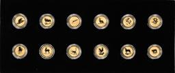 Set of 1996-2007 $5 Australia Reverse Proof Lunar 1/20 oz Gold Coins in Box