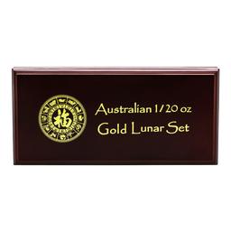 Set of 1996-2007 $5 Australia Reverse Proof Lunar 1/20 oz Gold Coins in Box