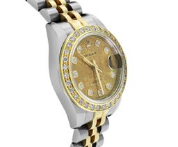 Rolex Ladies Two Tone Factory Diamond Datejust Wristwatch W/ Rolex Box