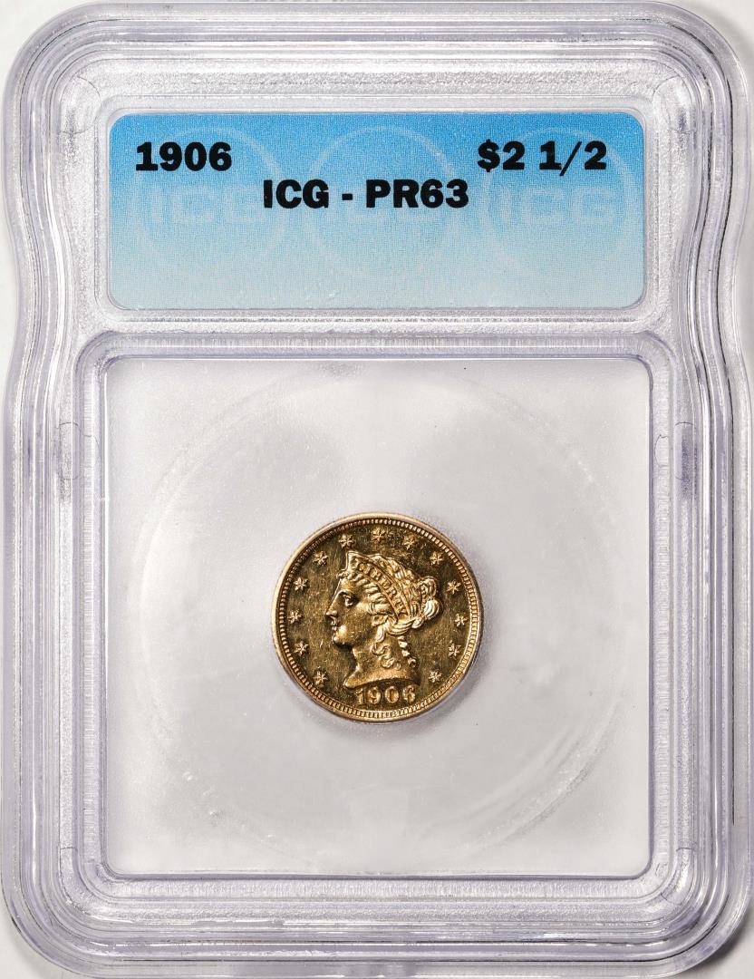 1906 $2 1/2 Proof Liberty Head Quarter Eagle Gold Coin ICG PR63
