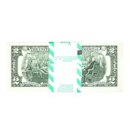 Pack of (100) Consecutive 2017A $2 Federal Reserve Star Notes San Francisco