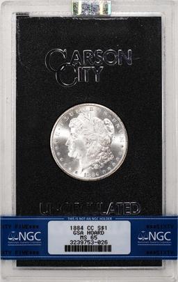 1884-CC $1 Morgan Silver Dollar Coin GSA Hoard Uncirculated NGC MS65 w/ Box