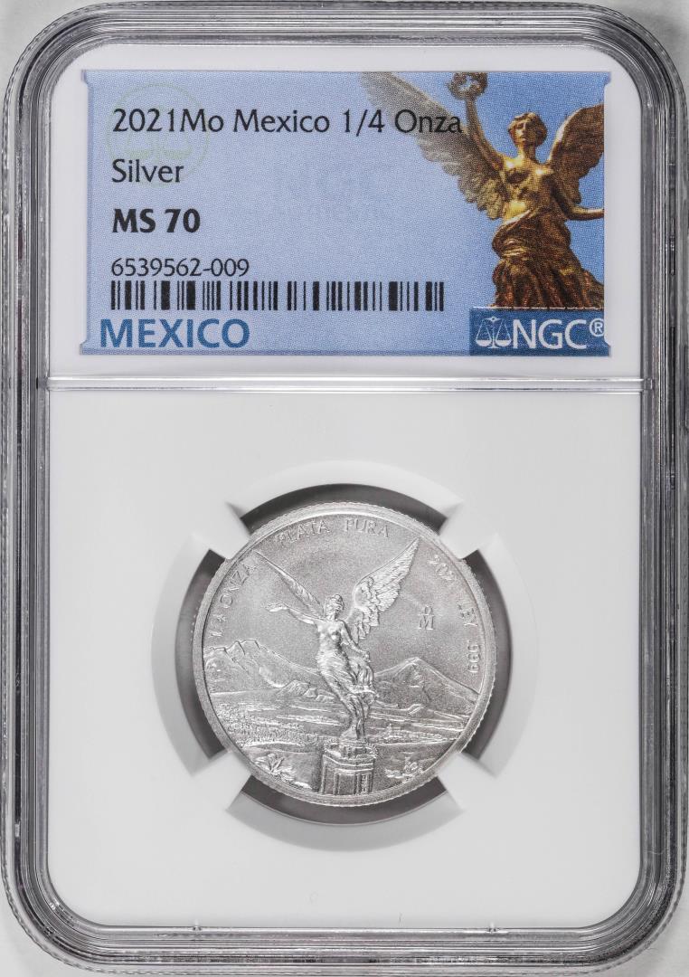 2021-Mo Mexico 1/4 oz Silver Libertad Coin NGC MS70