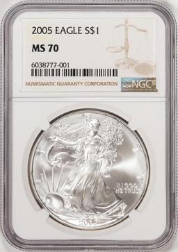 2005 $1 American Silver Eagle Coin NGC MS70