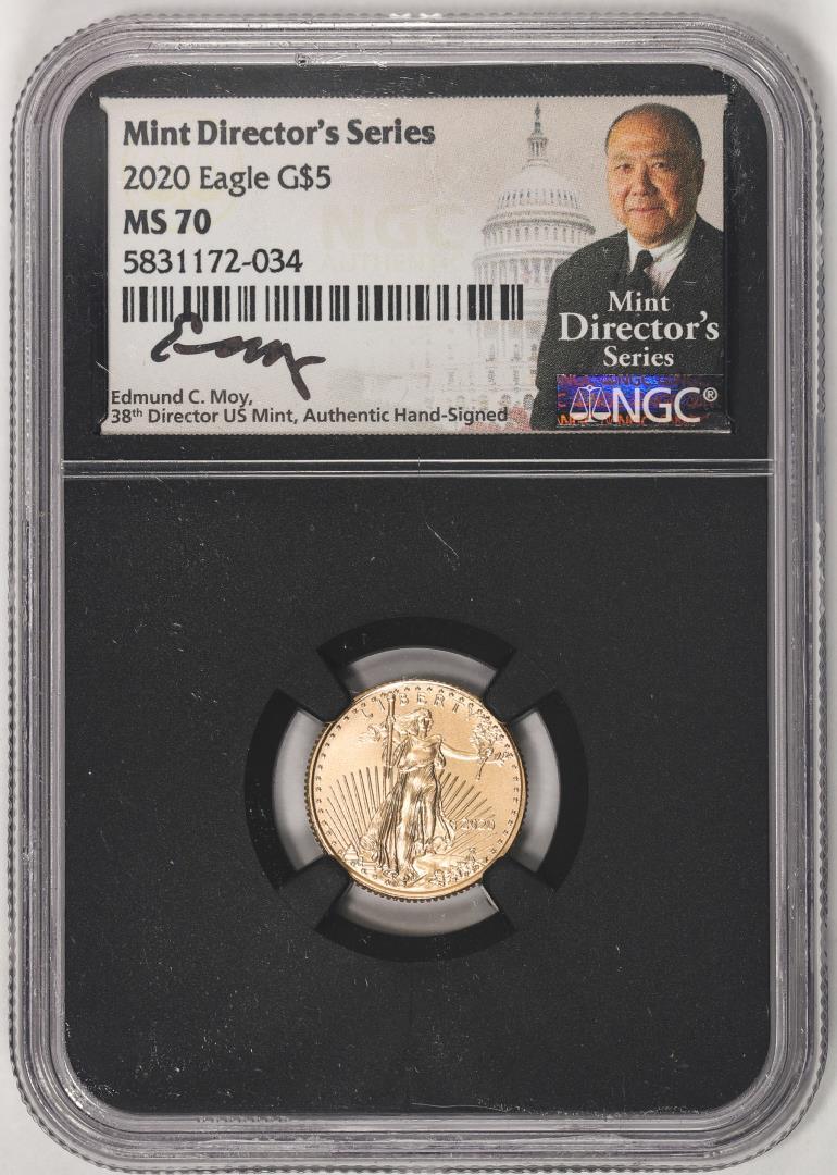 2020 $5 American Gold Eagle Coin NGC MS70 Mint Director's Series
