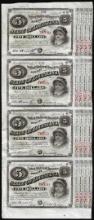 Uncut Sheet of (4) State of Louisiana Baby Bond Obsolete Notes