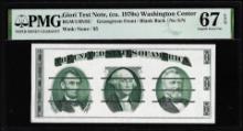 Circa 1970's Washington Center Giori Test Note PMG Superb Gem Uncirculated 67EPQ