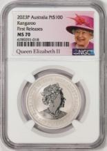 2023P Australia $100 Kangaroo 1oz Platinum Coin NGC MS70 First Releases