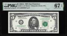 1988A $5 Federal Reserve Note San Francisco Fr.1981-L PMG Superb Gem Unc 67EPQ