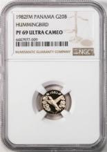 1982FM Panama 20 Balboas Proof Hummingbird Gold Coin NGC PF69 Ultra Cameo