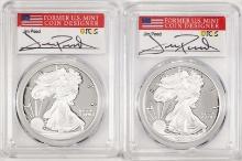 Lot of (2) 2020-W $1 Proof American Silver Eagle Coin PCGS PR70DCAM FDOI