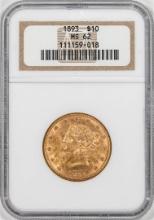 1893 $10 Liberty Head Eagle Gold Coin NGC MS62