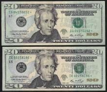 Lot of (2) 2006 $20 Federal Reserve Star Notes