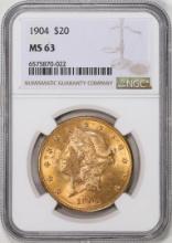 1904 $20 Liberty Head Eagle Gold Coin NGC MS63