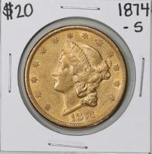 1874-S Type 2 $20 Liberty Head Double Eagle Coin