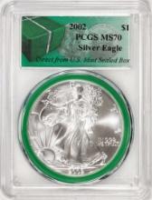 2002 $1 American Silver Eagle Coin PCGS MS70 Direct From U.S. Mint Sealed Box