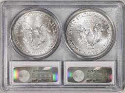 Lot of 1986 & 2016 $1 American Silver Eagle 30th Anniversary 2 Coin Set PCGS MS69