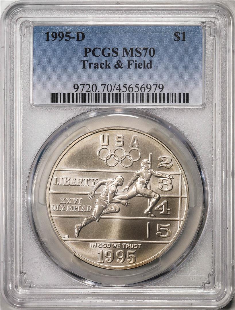 1995-D $1 Olympics Track and Field Commemorative Silver Dollar Coin PCGS MS70