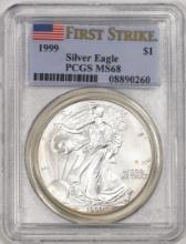 1999 $1 American Silver Eagle Coin PCGS MS68 First Strike