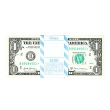 Pack of (100) Consecutive 2017A $1 Federal Reserve STAR Notes New York