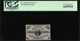1863 Third Issue Three Cents Fractional Note Fr.1226 PCGS Very Choice New 64PPQ