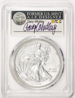 2019-W $1 Burnished American Silver Eagle Coin PCGS SP70 Gary Whitley Signature