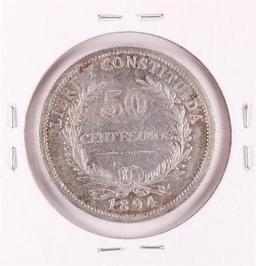 1894 Uruguay 50 Centavos Silver Coin