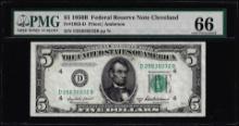 1950B $5 Federal Reserve Note Cleveland Fr.1963-D PMG Gem Uncirculated 66