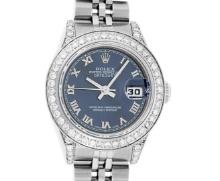 Rolex Ladies Stainless Steel Blue Roman Diamond Datejust Wristwatch