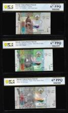 Lot of 2014 Kuwait 1/4, 1/2 & 1 Dinar Notes PCGS Superb Gem Uncirculated 67PPQ