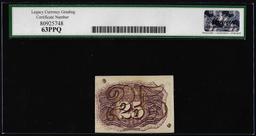 March 3, 1863 Second Issue 25 Cent Fractional Note Fr.1285 Legacy Choice New 63PPQ