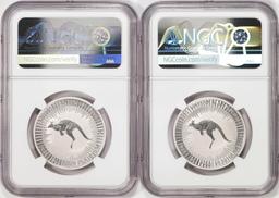 Lot of (2) 2023P Australia $100 Kangaroo 1oz Platinum Coins NGC MS70 First Releases