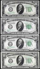 Lot of (4) 1934A/B/C/D $10 Federal Reserve Notes