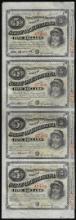 Uncut Sheet of (4) State of Louisiana Baby Bond Obsolete Notes