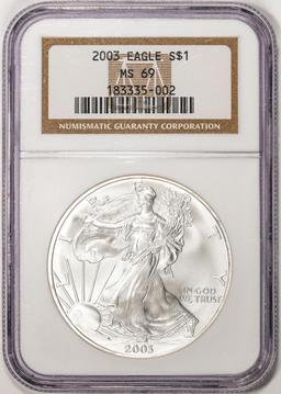 2003 $1 American Silver Eagle Coin NGC MS69