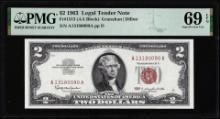 1963 $2 Legal Tender Note Fr.1513 PMG Superb Gem Uncirculated 69EPQ