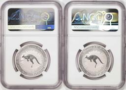 Lot of (2) 2023P Australia $100 Kangaroo 1oz Platinum Coins NGC MS70 First Releases