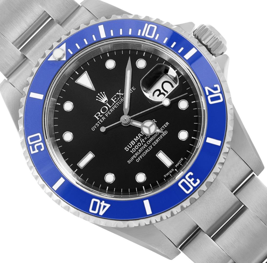 Rolex Mens Stainless Steel Submariner Wristwatch With Rolex Box