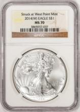 2014(W) $1 American Silver Eagle Coin NGC MS70 West Point Mint