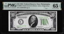 1934 $10 Federal Reserve Note Philadelphia Fr.2005-C PMG Gem Uncirculated 65EPQ
