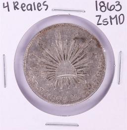 1863 ZsMO Mexico 4 Reales Silver Coin