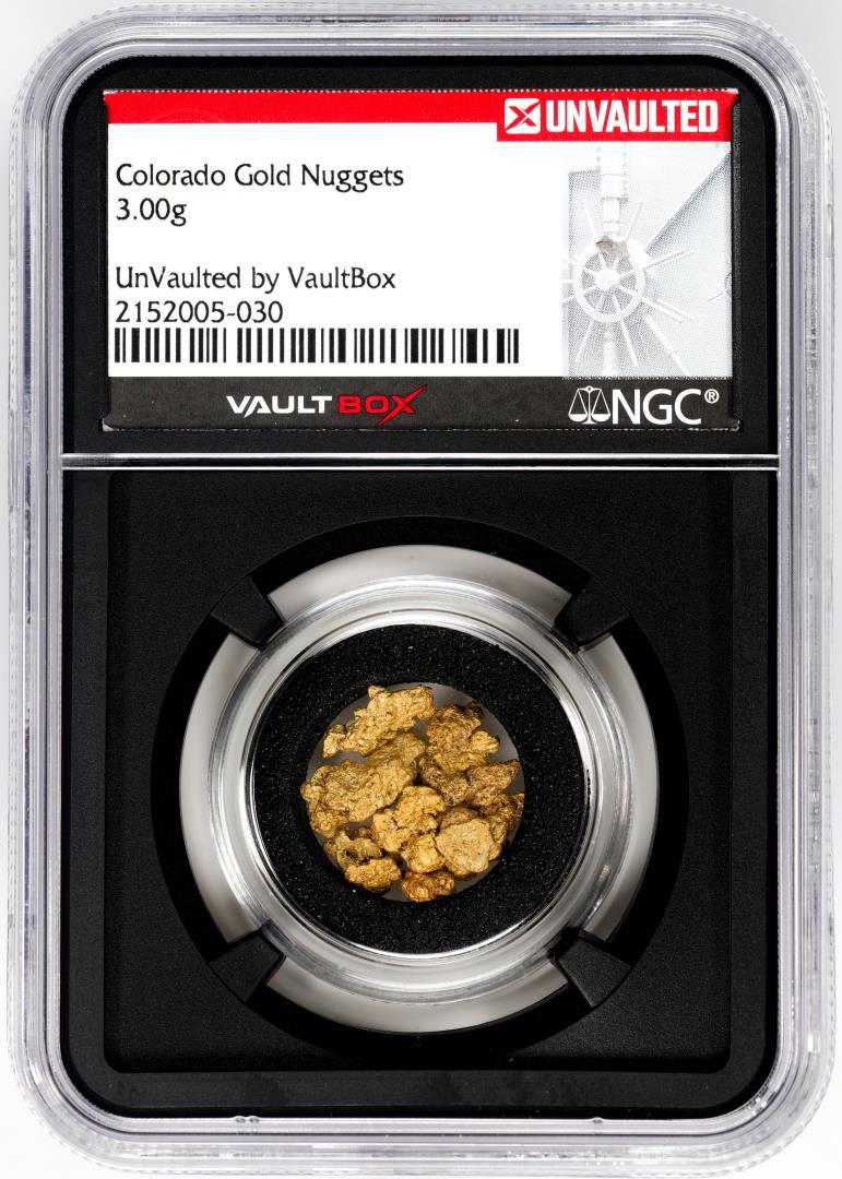 Lot of Colorado Gold Nuggets 3.00 Grams Total Weight NGC Vaultbox Unvaulted