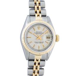 Rolex Ladies Two Tone Silver Tapestry Datejust Wristwatch