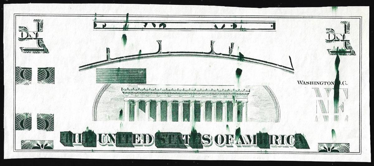 Circa 1970's Lincoln Memorial Giori Test Ink Smear Error Note