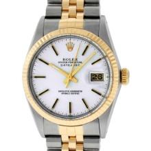 Rolex Men's Two Tone Silver Index Datejust Wristwatch