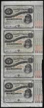 Uncut Sheet of (4) State of Louisiana Baby Bond Obsolete Notes