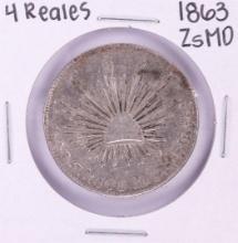1863 ZsMO Mexico 4 Reales Silver Coin